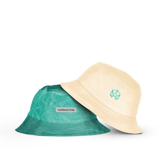 Gorro bucket reversible beigue azul turquesa