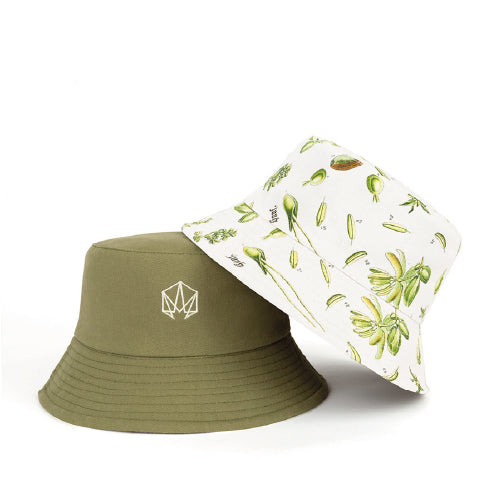 Gorro bucket cannabis reversible estampado verde