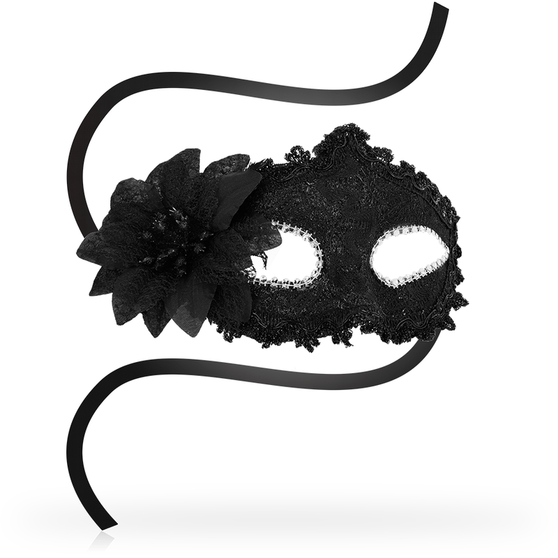OHMAMA - MASKS ANTIZAZ ESTILO VENECIANO FLOR LATERAL - NEGRA