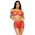 LEG AVENUE - SET TRES PIEZAS TOP, MINI FALDA Y TANGA TALLA ÚNICA - ROJO