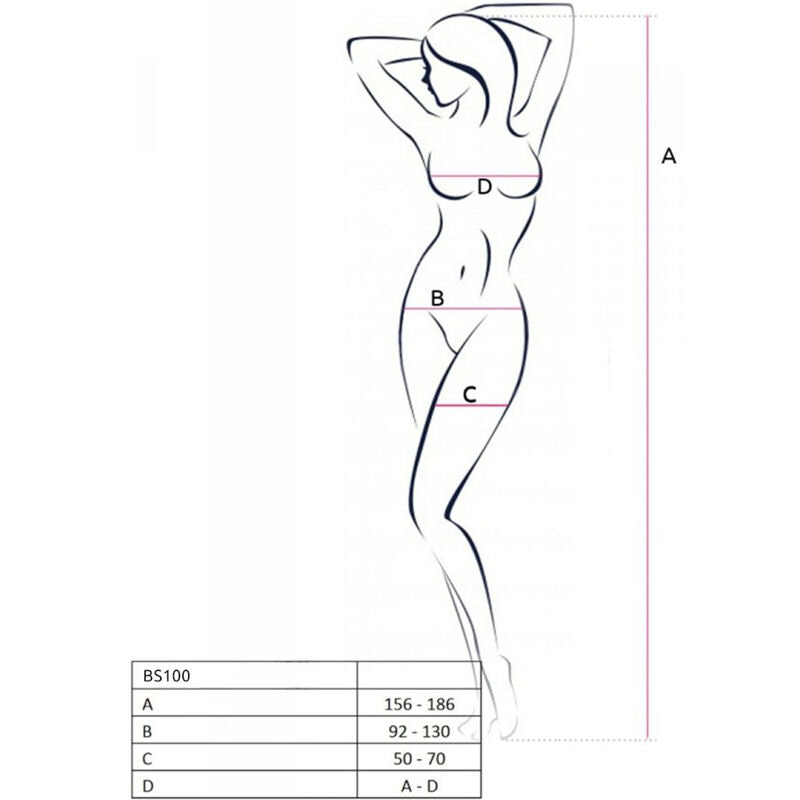 PASSION - BS100 BODYSTOCKING BLANCO TALLA ÚNICA
