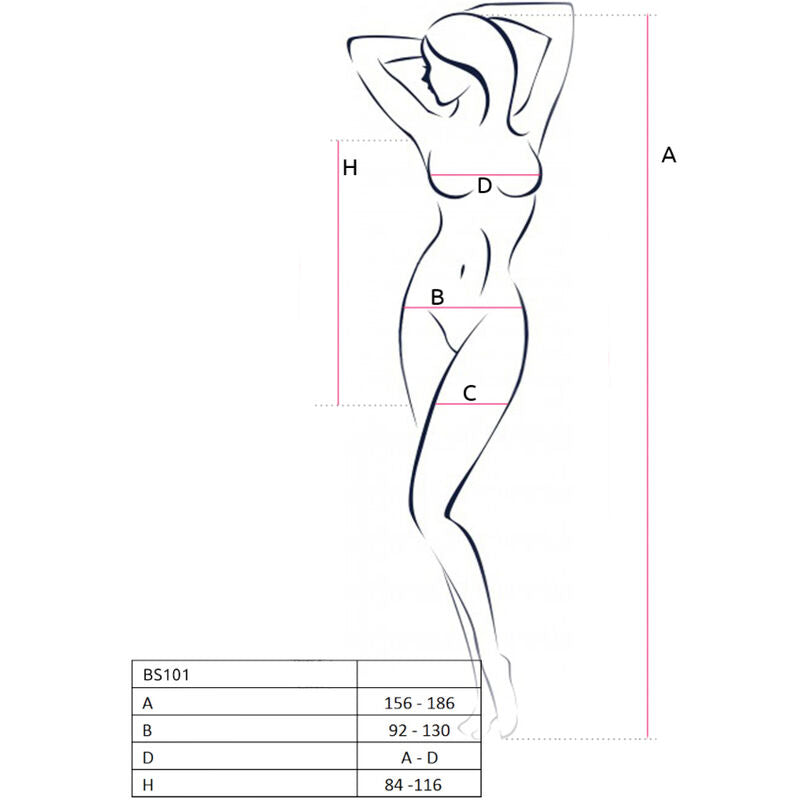 PASSION - BS101 BODYSTOCKING ROJO TALLA ÚNICA