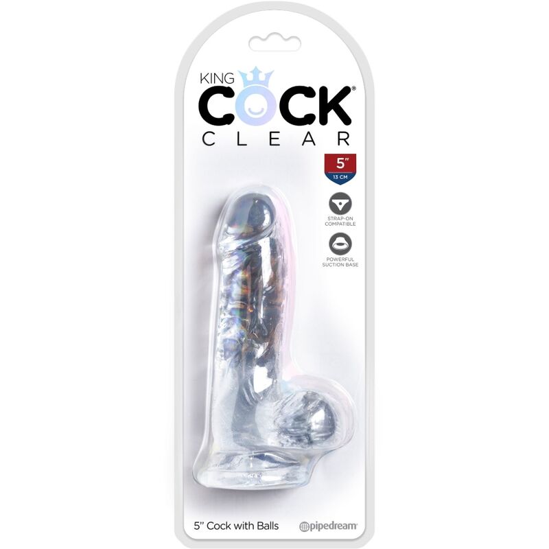 KING COCK - CLEAR PENE REALÍSTICO CON TESTÍCULOS 10.1 CM TRANSPARENTE
