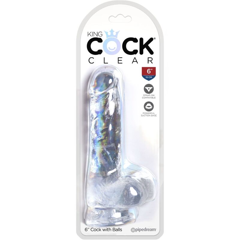 KING COCK - CLEAR PENE REALÍSTICO CON TESTÍCULOS 13.5 CM TRANSPARENTE