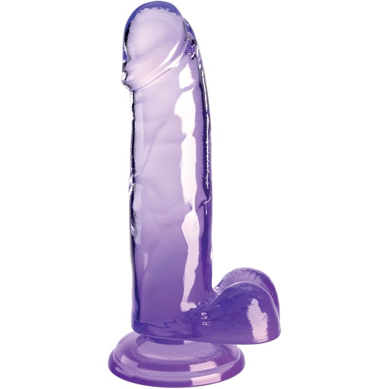 KING COCK - CLEAR PENE REALÍSTICO CON TESTÍCULOS 15.2 CM MORADO