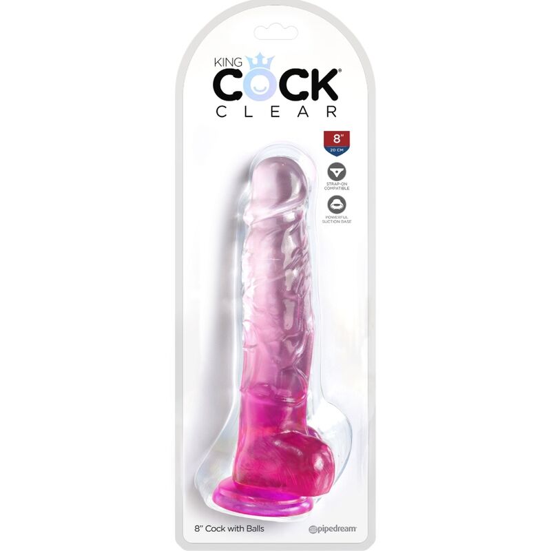 KING COCK - CLEAR PENE REALÍSTICO CON TESTÍCULOS 16.5 CM ROSA