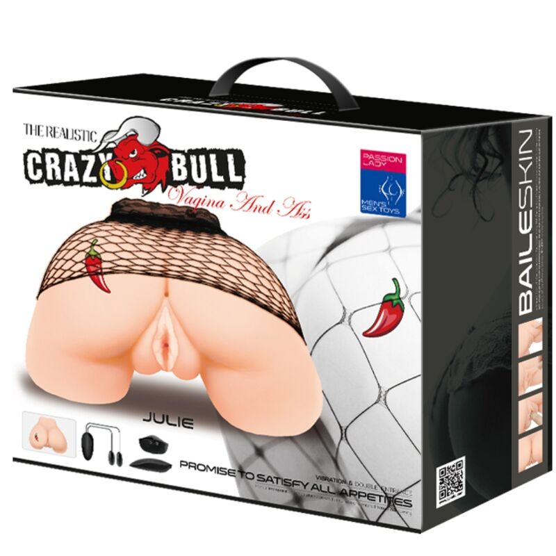 CRAZY BULL - VAGINA Y ANO CON MALLA REALISTA CON VIBRACIÓN