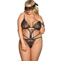 BRUMA SECRET - VALENTINA TEDDY ENCAJE Y TIRAS NEGRO & ANTIFAZ XL/XXL