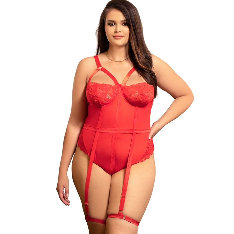 BRUMA SECRET - CLÉMENCE TEDDY ESCOTE CORAZON CON ENCAJE ROJO XL/XXL