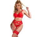 BRUMA SECRET - GISELLE SET SUJETADOR TANGA Y LIGA ROJO M/L