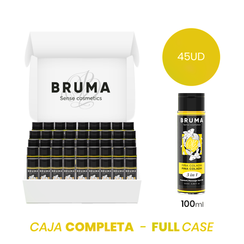 MOQ 45 - BRUMA ACEITE DE MASAJE PREMIUM EFECTO CALOR SABOR PIÑA COLADA 3 EN 1 - 100 ML