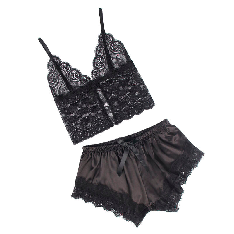 SUBBLIME - 953935 PIJAMA SEXY SATEN Y ENCAJE NEGRO S/M