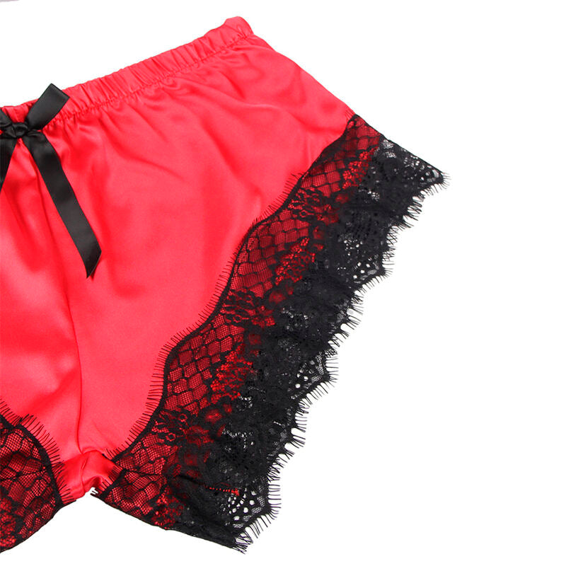 SUBBLIME - 953959 PIJAMA SEXY SATEN Y ENCAJE NEGRO/ROJO S/M