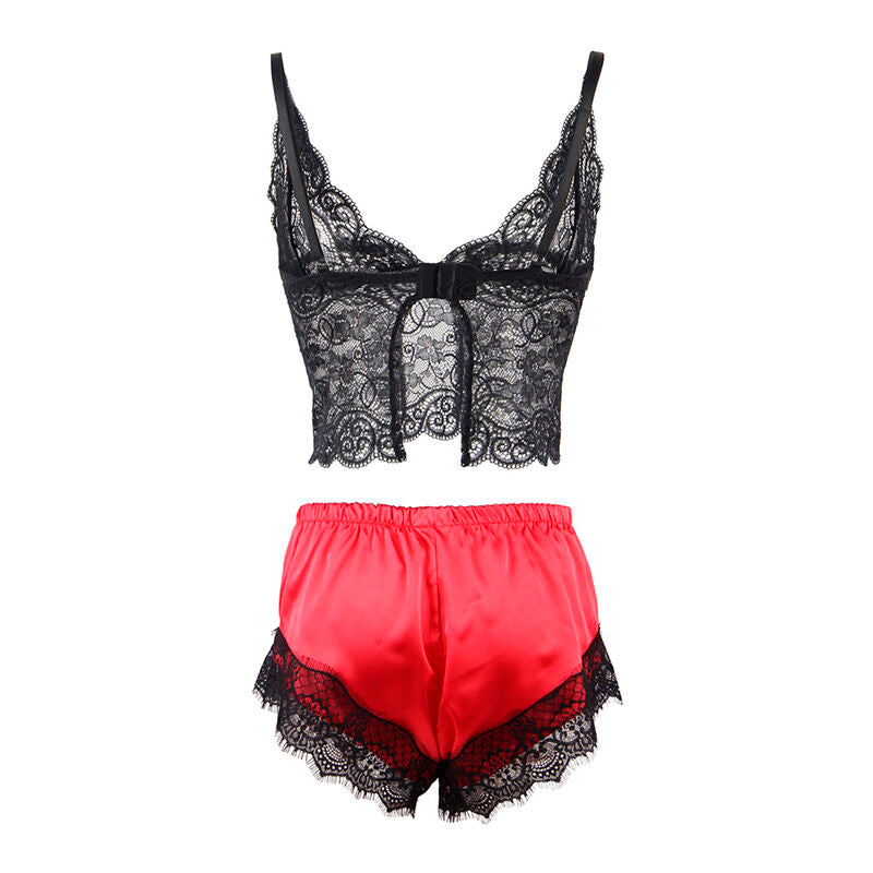 SUBBLIME - 953959 PIJAMA SEXY SATEN Y ENCAJE NEGRO/ROJO S/M