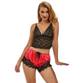 SUBBLIME - 953959 PIJAMA SEXY SATEN Y ENCAJE NEGRO/ROJO S/M