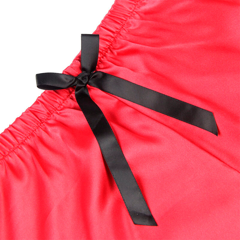 SUBBLIME - 953959 PIJAMA SEXY SATEN Y ENCAJE NEGRO/ROJO S/M