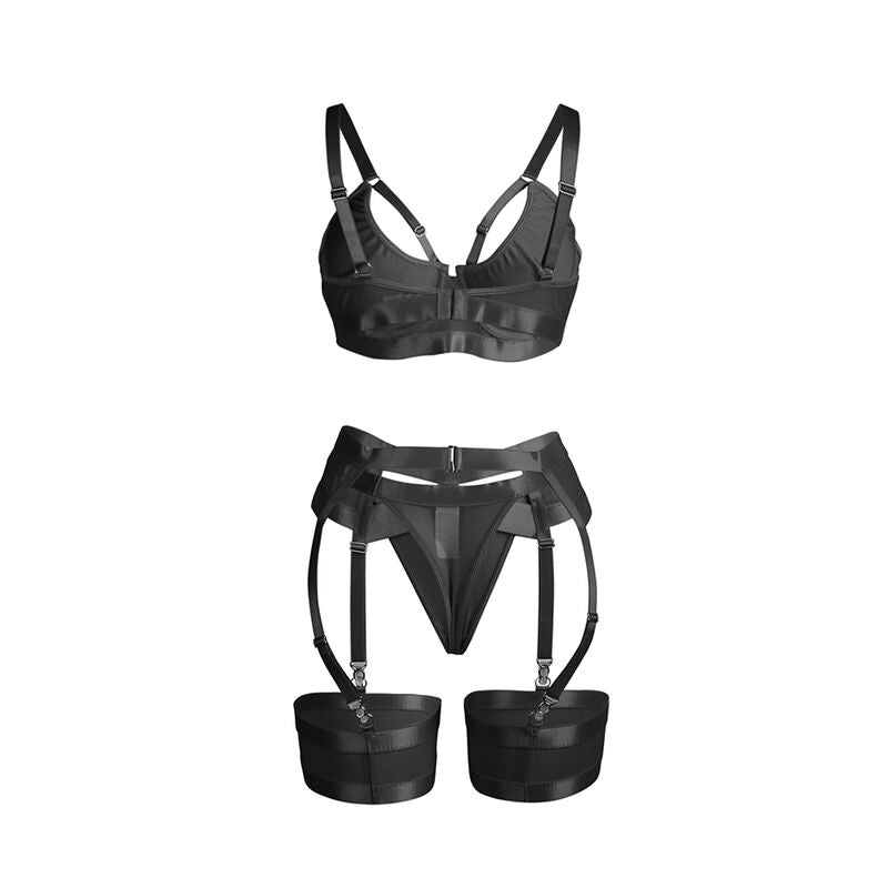 SUBBLIME - 955243 SET SUJETADOR CON LIGUERO BONDAGE NEGRO L/XL