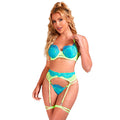 SUBBLIME - 955328 SET SUJETADOR CON ENCAJE Y LIGUEROS VERDE Y AZUL L/XL