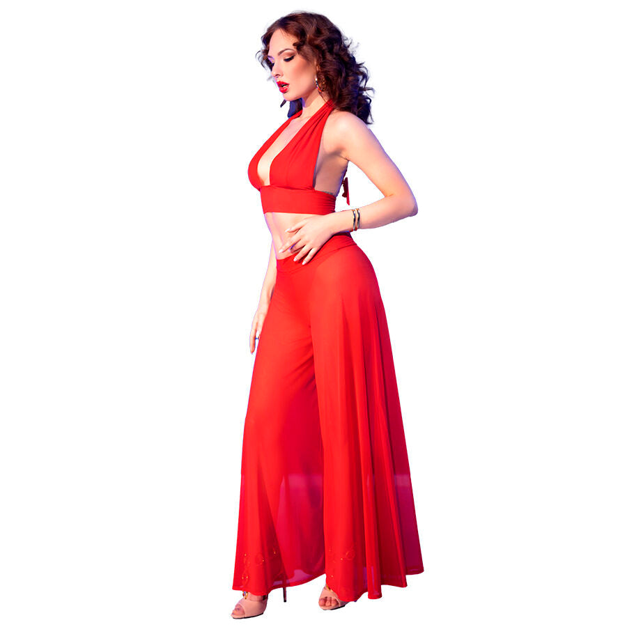 CHILIROSE - CR 4857 SET TOP Y PANTALONES ROJO TALLA M