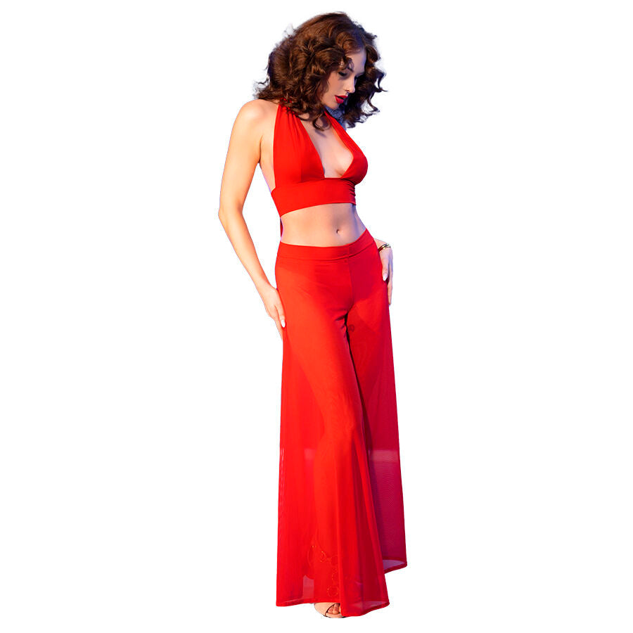CHILIROSE - CR 4857 SET TOP Y PANTALONES ROJO TALLA M