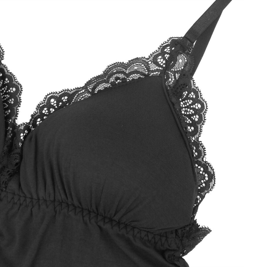 SUBBLIME - TEDDY DETALLE ENCAJE FLORAL NEGRO L/XL