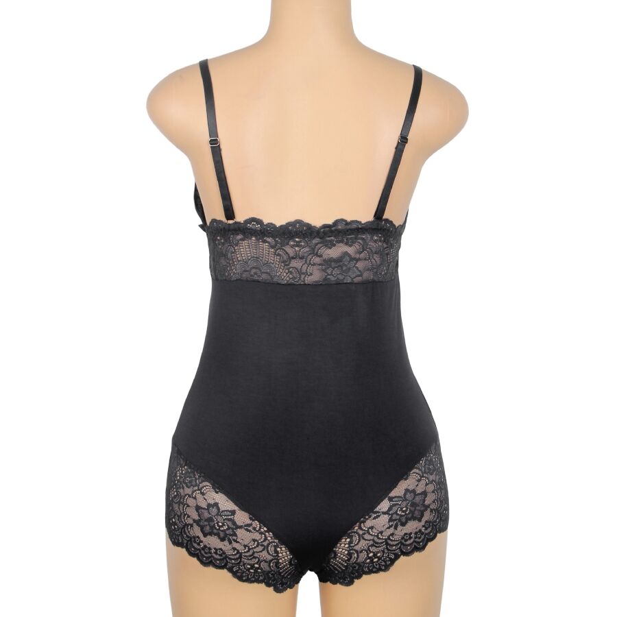 SUBBLIME - TEDDY DETALLE ENCAJE FLORAL NEGRO L/XL