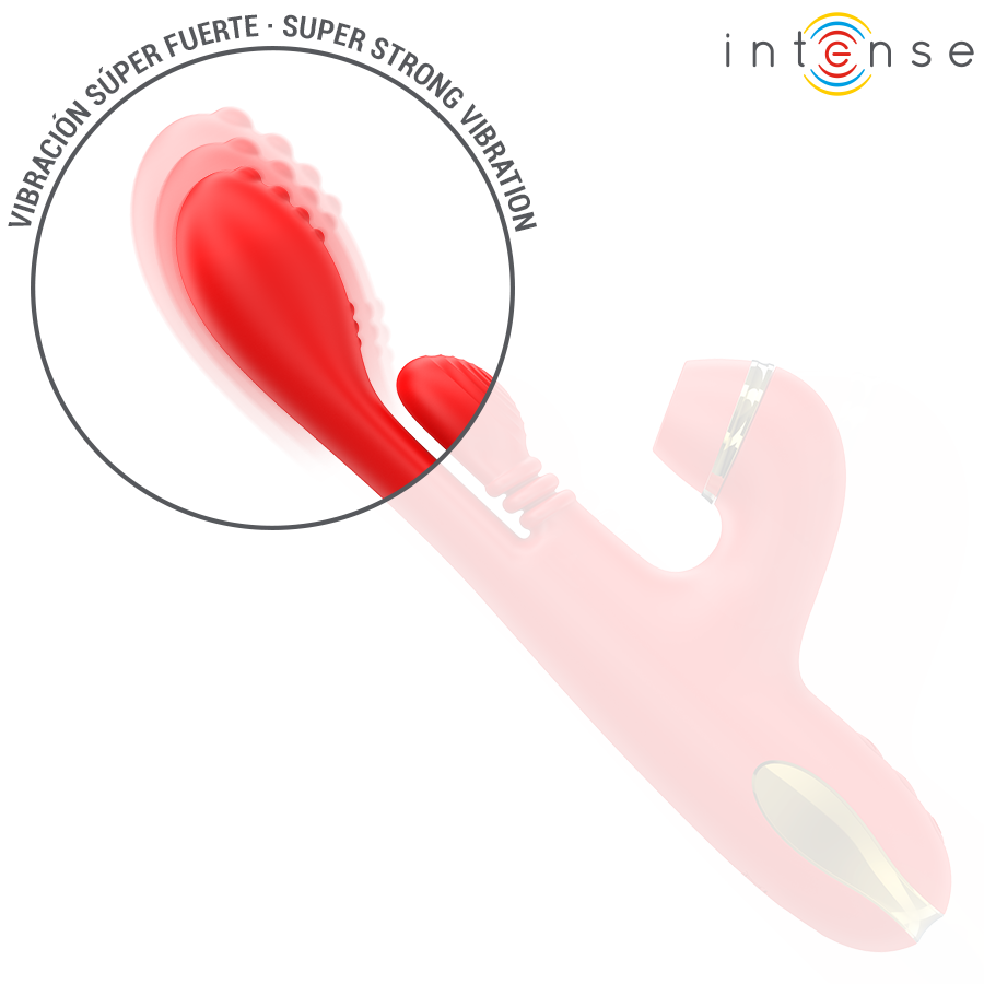 INTENSE - KATY ESTIMULADOR CLÍTORIS MULTIFUNCIÓN 4 CABEZALES INTERCAMBIABLES ROJO