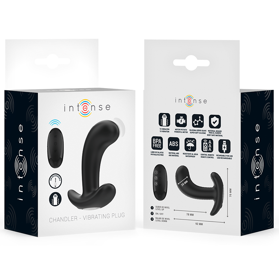 INTENSE - CHANDLER PLUG ANAL 10 VIBRACIONES NEGRO CONTROL REMOTO