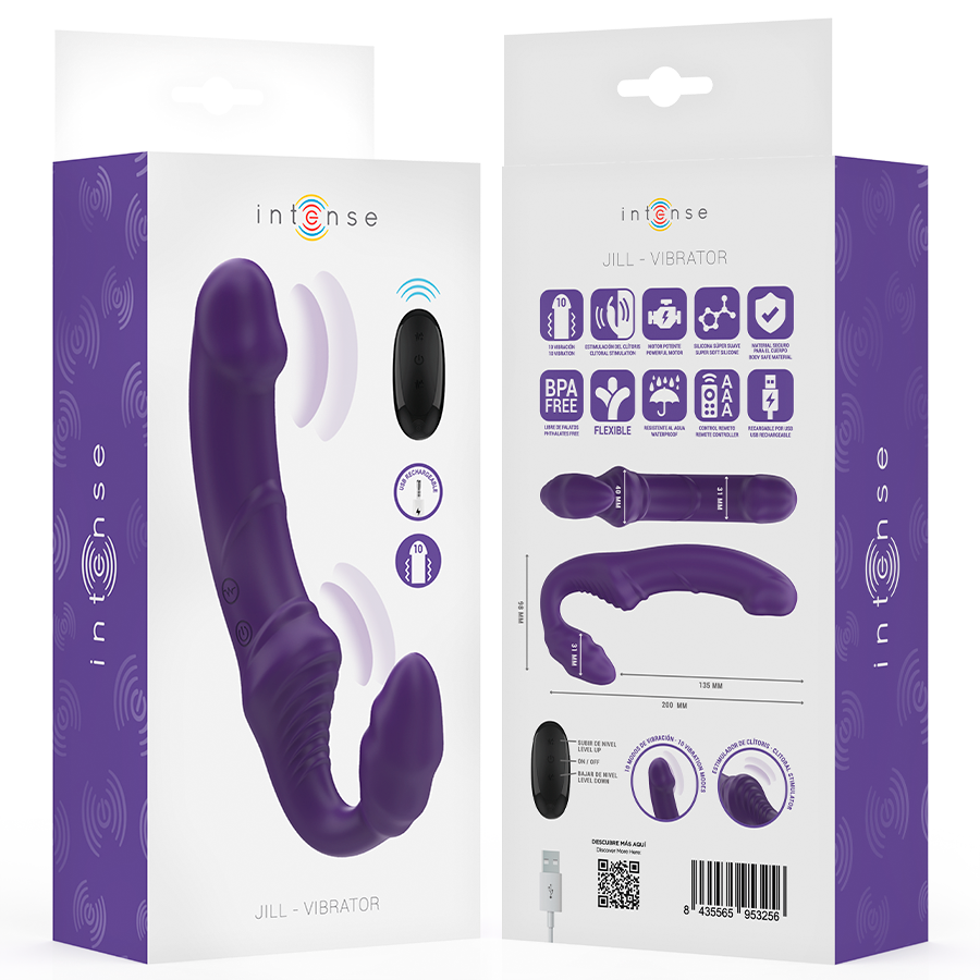INTENSE - JILL VIBRADOR DOBLE 20 CM VIOLETA CONTROL REMOTO