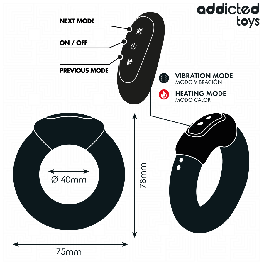 ADDICTED TOYS - ANILLO PENE VIBRADOR EFECTO CALOR CONTROL REMOTO
