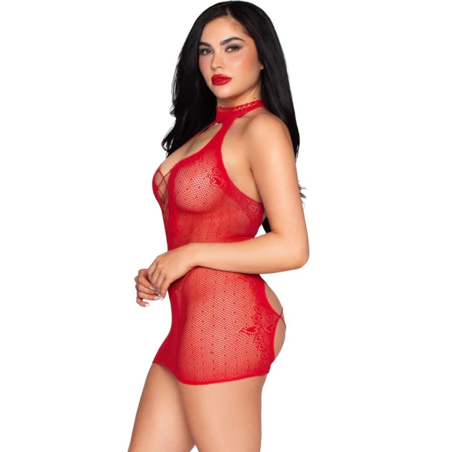 LEG AVENUE - 81675 MINI VESTIDO HALTER ROJO - TALLA ÚNICA