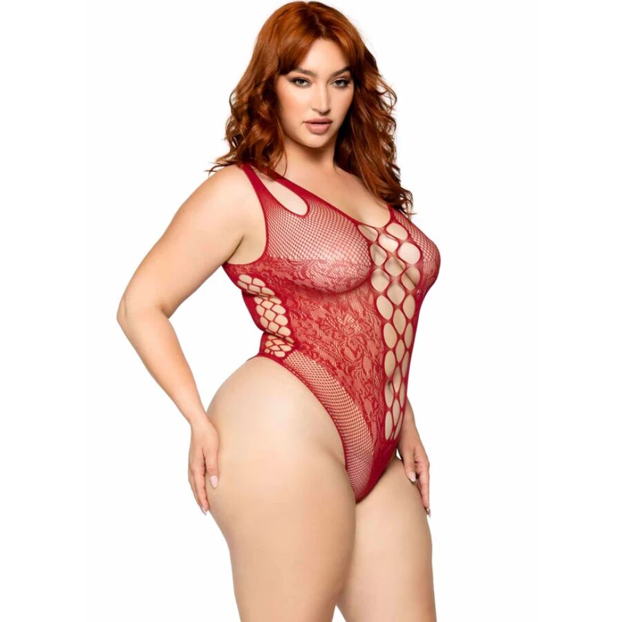 LEG AVENUE - 81641X BODY TIRANTES SIN COSTURAS BURDEOS TALLA 1X/2X