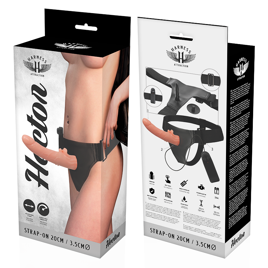 HARNESS ATTRACTION - ARNÉS VIBRADOR HECTOR 20 CM -O- 3.5 CM